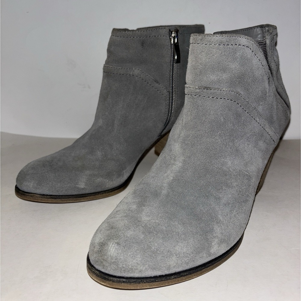Franco Sarto Boots Domino Ankle Booties Heels Zipper Gray Leather Women 8M